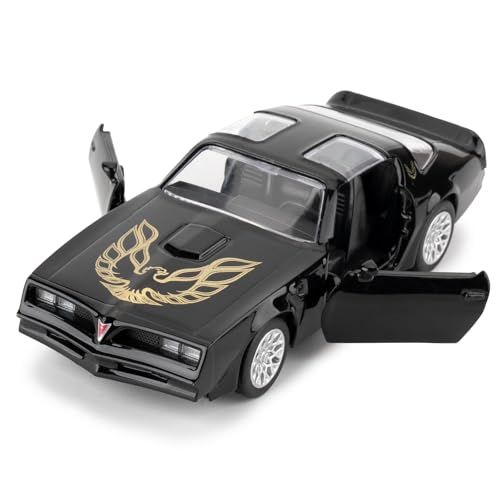 RMZ City 1:36 Pontiac Firebird Trans Am Toy Car, Diecast Pull Back Model Car, Doors Open, Collection Kids Toy for Aged 3 and up, Gift Black