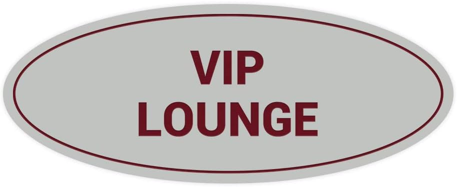 Signs ByLITA Oval VIP Lounge Sign (Light Grey/Burgundy) - Medium