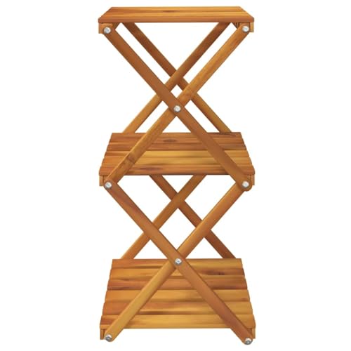 Estantería plegable de madera de acacia con 3 niveles 6