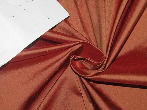 Tissu en Soie Dupioni Orange Rouille pour Rideaux et Robes