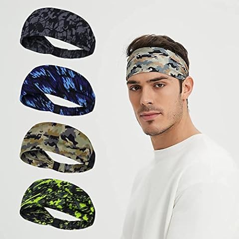 Scott Edward Fitness Headbands for Men 4 PCS Pack, Lightweight Moisture Absorption Quick Drying (Camouflage) Cover