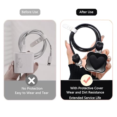 Image of Like Star Charger Protection Cover 4 in 1, Compatible for iPhone Charger only 18W & 20W, Spiral Cable Protector for Charging Cable, Charger Protector with 3D Design