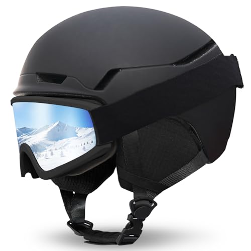 Ski Helmet with Goggles Set,DXH-816 Snowboard Helmet for Adults-with 6