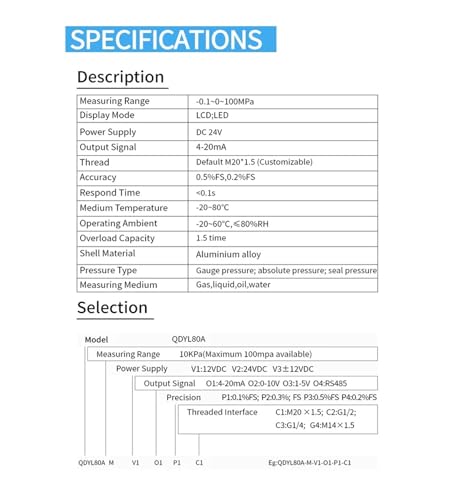 Capteur de pression 0-20Mpa transmetteur LCD 4-20mA pour eau - 6