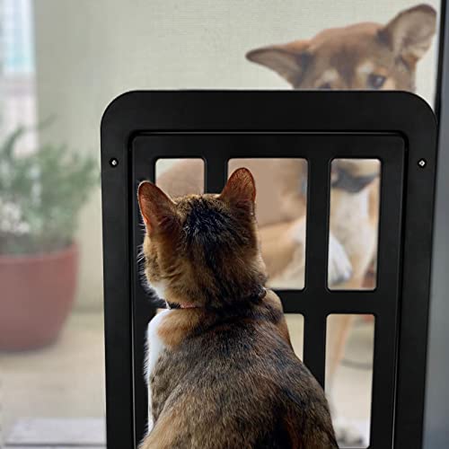 LESYPET Cat Screen Door, Inside Flap 10.3 x 8.3 Inches, Magnetic Self Closing, Cat Door for Screen Doors Sliding Doors, Flap Lockable, Black - Image 3