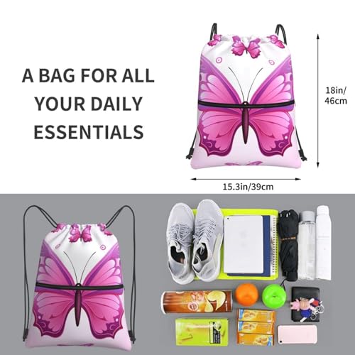 Drawstring Backpack Waterproof Draw String Bag Gym Drawstring Bags Big Butterfly Swim Bag for Men Women3