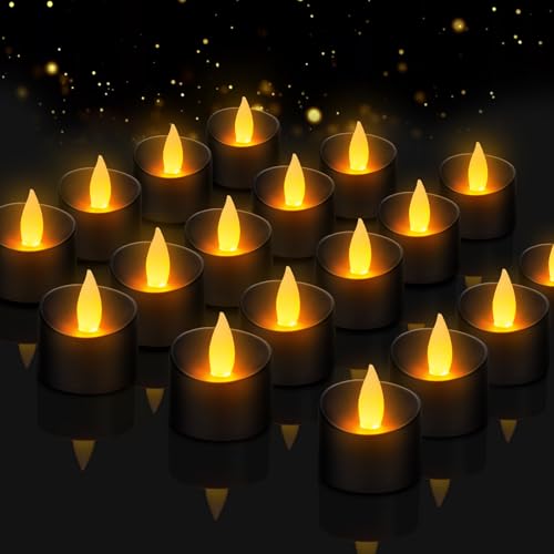 Image of Black Ambience Kit - 24 Pack Premium LED Tea Lights for Modern Home Decor, Memorial Services & Dark Themed Parties (Black Base, 24 Pack)