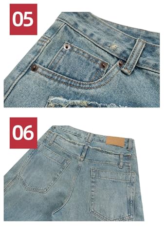 Men's Women's Spliced Chic Vintage Denim Pants Irregular Design Niche Straight Jeans4
