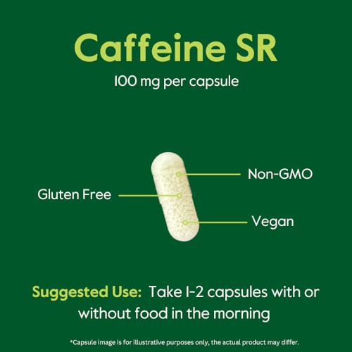 BESTVITE Caffeine 100mg SR (120 Vegetarian Capsules) - Sustained Release Caffeine Pills - Vegan - Non GMO - Gluten Free - Natural Caffeine Pills - Image 6