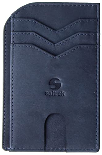 Ultra Slim Fronttasche börse für Herren, RFID-Blockierung, Top Grain Leder - Blau - Standard Cover