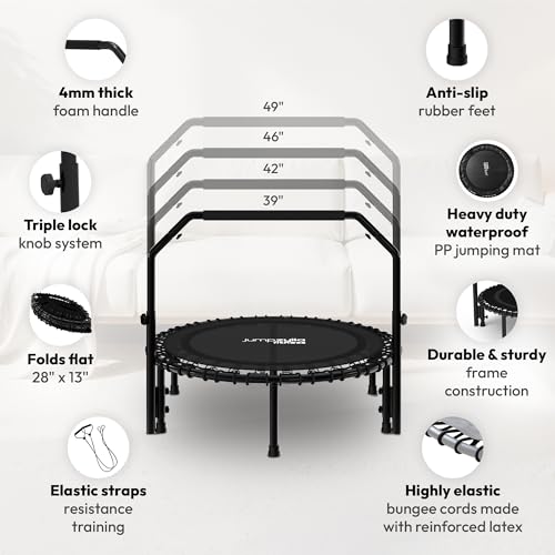 JUMPZYLLA Mini Rebounder Trampoline for Adults, Fitness Trampoline with Bar - image 4