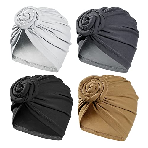 Image of KYNARI Turban Head Wraps for Women, Pretied Stretch Bonnet Hair Wrap | African Knot Turban Hats Pre Twist Headwear Soft Head Scarf Elastic and Breathable Head Covering Cancer Caps for Black Women