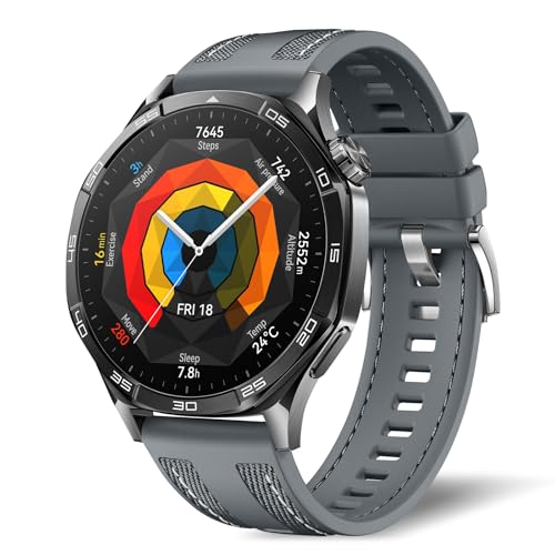 NicMool 22mm Correa para Huawei Watch 5/4 46mm / 4 Pro 48mm, Silicona Complejo Nylon Pulsera Trenzada de Repuesto, Ajustable Deportiva Suave Band para Huawei Watch GT 5/5 Pro / 4 46mm - Gris