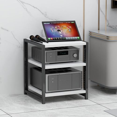 Stojak na gramofon 3-poziomowy stojak na nośniki AV, regulowana wysokość drewniana półka szafka na komponenty stereo, stojący stojak Hi-Fi stojak na odtwarzacz CD stojak wieża audio