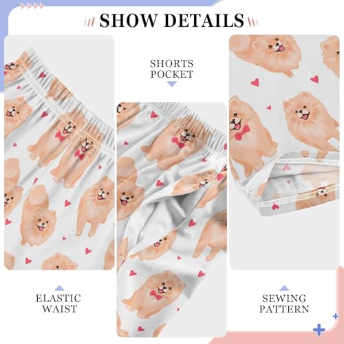 Pomeranian Dog Love Boys Long Pants Soft Trousers Elastic Waist Kids Lounge Bottoms with Pockets S-XL4