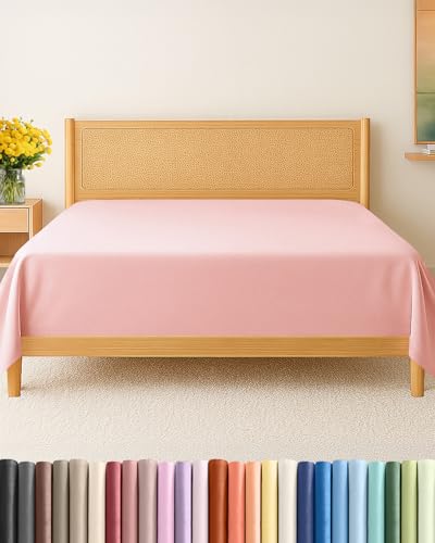 Twin Size Flat Sheet - Hotel Quality Top Flat Bed Sheet Only - Ultra-Soft, Breathable & Cooling - Fade & Wrinkle Free - Easy-Care, Stain & Shrink Resistant Bedding - Easy-Fit & Oeko-Tex - Baby Pink