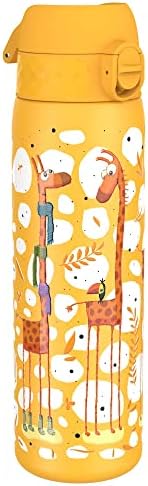 Ion8 Leak Proof Slim Water Bottle, Stainless Steel, Giraffes, 600 ml 20 oz