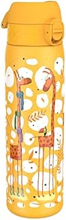 Ion8 Leak Proof Slim Water Bottle, Stainless Steel, Giraffes, 600 ml 20 oz