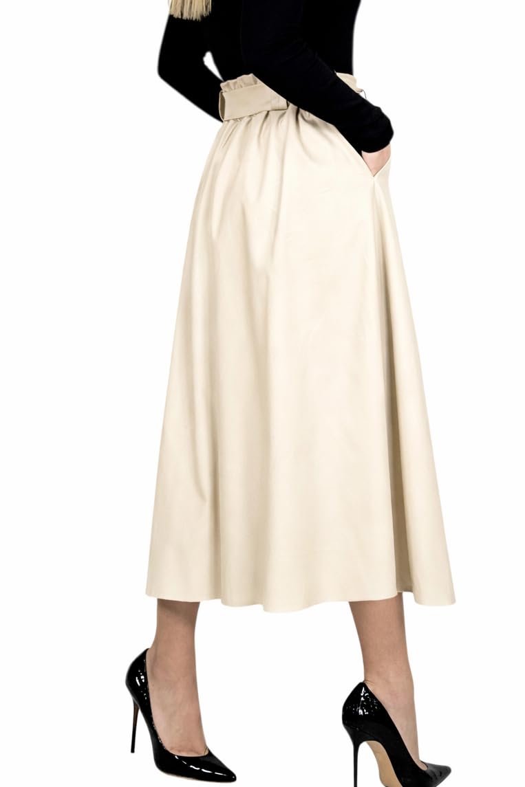 Mississhop Donna A-line Gonna con cintura - ecopelle