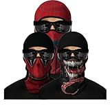 Red Plume 3PCS Balaclava Full Face Mask Ski Mask UV Protection Cover Motorcycle Full Face Mask for Men Women Outdoor Sports