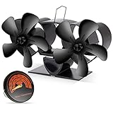 Wood Stove Fan Heat Powered, LAMA 10 Blades Fireplace Fan with Thermometer, Upgrade Designed Dual...