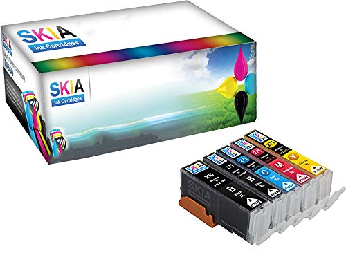 Skia Pixma MG5720, MG6820, MG6821, TS5020, TS6020 Compatible Ink Cartridges. 1 Pigment Black, 1 Black, 1 Cyan, 1 Magenta, 1 Yellow. (5 Pack)