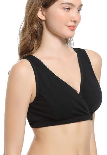 Image of CAKYE 3 Pack Maternity Nursing Sleep Bra Breastfeeding Cotton Bralette