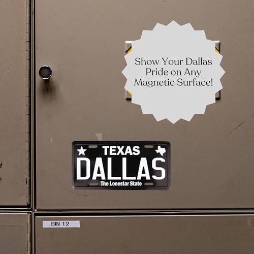 Imán mini placa Dallas Texas diseño negro 3.5x1.10 pulg miniatura 6