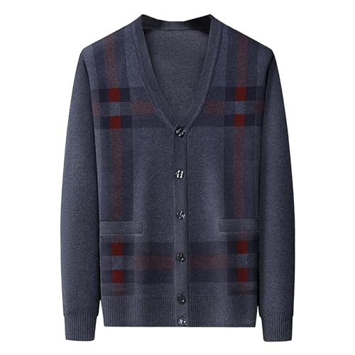 Men's Buttons V-Neck Slim Fit Sweater Wool Blend Long Sleeve Cardigan Classic Casual Fashion Sweaters