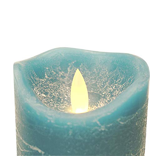 Image of iZAN 3 Pack Real Wax Flameless Candles Battery Operated LED Pillar Flickering Realistic Electric Candle Gift Sets with Remote Control and Cycling 24 Hours Timer 3 inchD X 4 inch 5 inch 6 inch H (Blue)