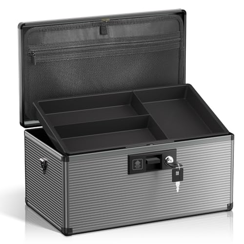 Lockbako Medicine Lock Box with Key, Aluminum Alloy Lock Box for Medication