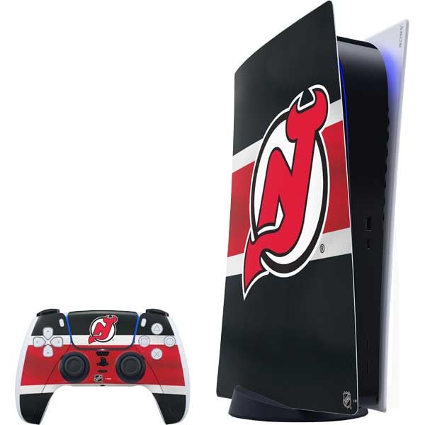 Skinit Decal Gaming Skin Compatible with PS5 Bundle - Officially Licensed NHL New Jersey Devils Jersey Design