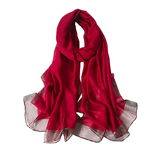 WINCESS YU Solid Color Mulberry Silk Scarf for Women Soft Blanket Shawl Beach Gauze Scarves and Wraps for for All Season