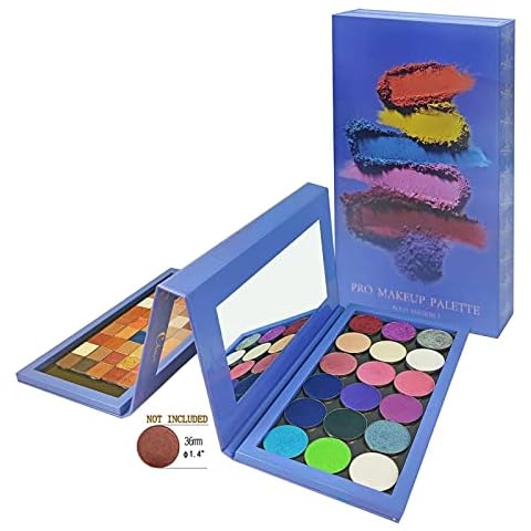 Coosei Empty Magnetic Eyeshadow Palette with Mirror Multi-view Double-folding Extra Large Pallete DIY Depotting Makeup Organizer Storage Box Cover