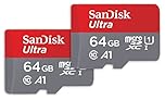 SANDISK Ultra microSDXC cards 64GB + SD adapter (For Smartphones and Tablets, up to 140 MB/s, A1 Faster App Performance, UHS-I, Class 10, U1) - Twin Pack