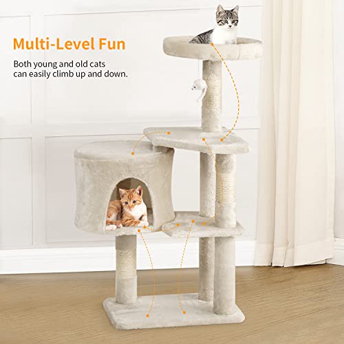 Image of BestPet | 36 inch Cat Tree Tower | Beige | Sturdy Multi-Level Cat Tree