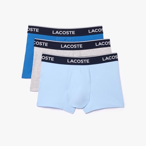 Lacoste Men's Cotton Stretch Tricolor Waistband Trunks, 3-Pack