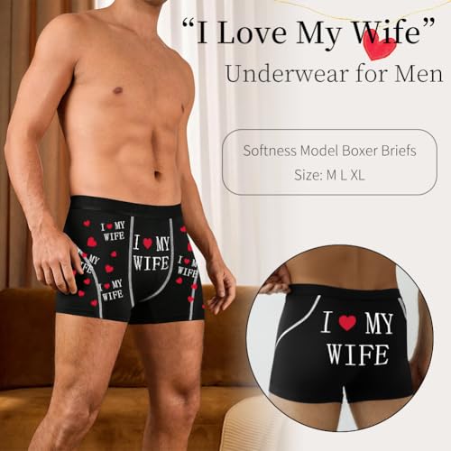 Sexy Code 1701 Men’s Boxer Briefs Modal Underwear–“I LOVE MY WIFE”Print, Soft Stretch Trunks Funny Romantic for Husband2