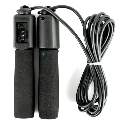 Image of LAFILLETTE Plastic New Jump Ropes With Counter Sports Fitness Adjustable Counting Jump Skip Rope (Black), Spongy