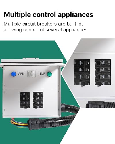 50 Amp Transfer Switch Kit with Multiple 50A, 30A, 20A, 15A Circuit Breakers, Dual Power Manual Transfer Switch, 8 Circuits, with 50A Resistant Power Inlet Box - Image 6