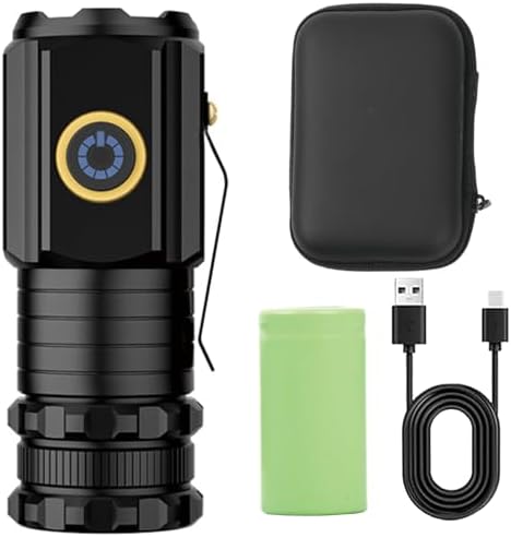 Litinliv LED Torch Rechargeable, Super Bright Hand Flashlight 5000 Lumens, 1500mAh Super Bright Torches Led, 5 Lighting Modes, Lightweight, Waterproof Torch for Dog Walking, Power Cuts, Emergency