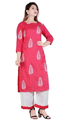 Rayon Floral Print Pink Kurta 