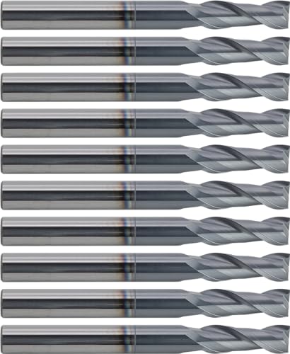 CME 10 pcs Micrograin Carbide End Mills, Square Nose, TiAlN Coated, 1/4