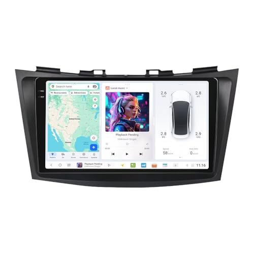 MekedeTech DUDUAUTO DUDU7 Dash Kit for Suzuki Swift 2011-2015,9.5 inch 2K Touch Screen Car Stereo 12G RAM 256G ROM