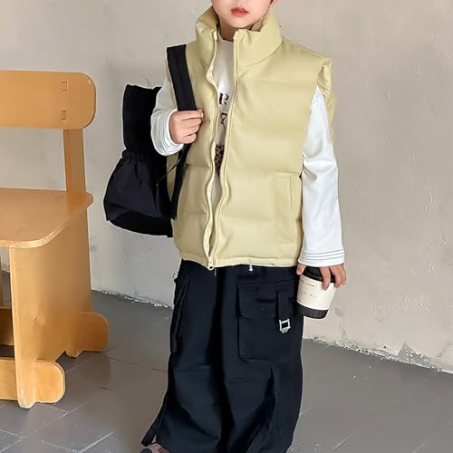 Kids High Neck Lightweight down Vest Zip up Quilted Warm Sleeveless Puffer Jackets Boys Girls Winter Thick Outwear2