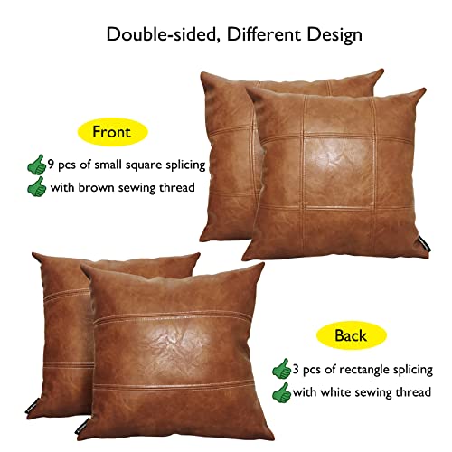 Vannaey Faux Leather Throw Pillow Covers, 18 X 18 Pillow Cases Cover, Set Of 2, Decorative Pillows Cover For Couch, Square Boho Accent Sofa Pillow Covers For Living Room, Bedroom (Brown) #TOP2