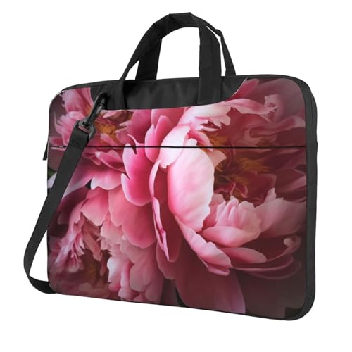 Sac ordinateur portable imprimé fleurs de pivoine résistant aux chocs et bandoulière