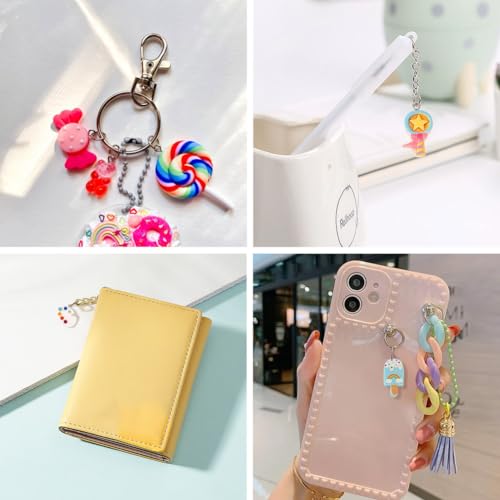 Boutigem 16Pcs Rainbow Resin Charm Sweet Candy Dangle Pendant Lollipop Rainbow Ice Cream Keychain Charm for DIY Jewelry Making - Image 4