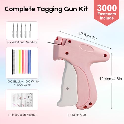 Image of Stitch Gun for Clothes, Handheld Quick Clothing Fixer | 3000 Fasteners (1000 Black /1000 White /1000 Color) + 6 Needles, for Quick Clothing Repairs, Retail Tagging, and Fabric Crafts