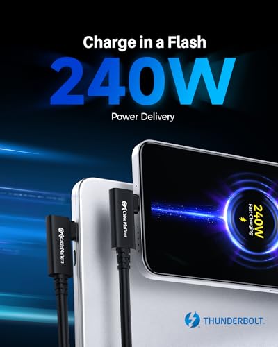 Cable Matters Kabel Thunderbolt 4 40 Gb/s, 0,8 m, wideo 8K i ładowaniem 240 W, 0,8 m, kabel Thunderbolt 4 90 stopni, kompatybilny z USB 4, Thunderbolt3/5 i USB-C